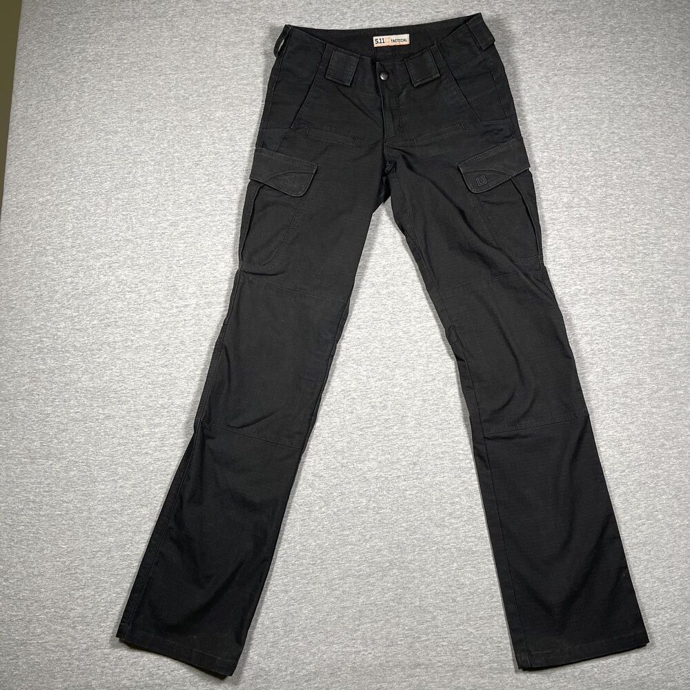 5.11 Tactical Cargo Pants Womens 2 Black Twill Slim Straight Utility Workwear